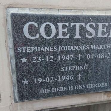 COETSEE Stephanes Johannes Marthinus 1947-2020 &amp; Stephne 1946-