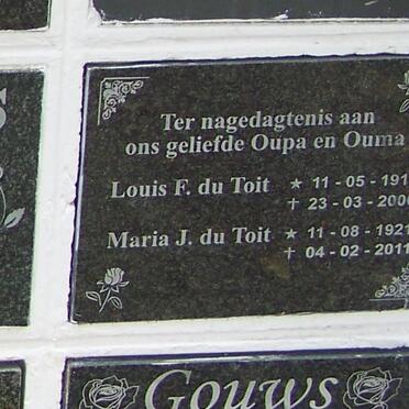 TOIT Louis F., du 1918-2006 &amp; Maria J. 1921-2011