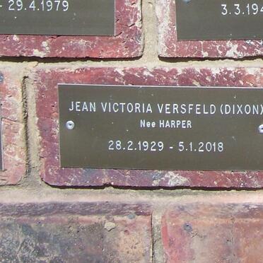 VERSFELD Jean Victoria formerly DIXON nee HARPER 1929-2018