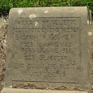 GOUWS Susanna K. nee SLABBERT 1882-1956