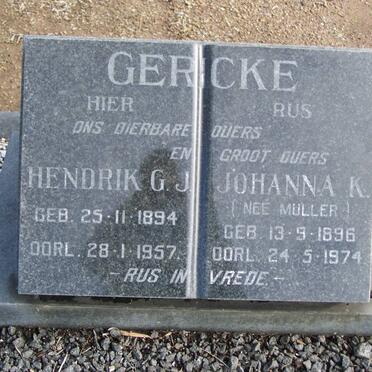 GERICKE Hendrik G.J. 1894-1957 &amp; Johanna K. MULLER 1896-1974