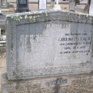 GERBER Frans J. 1881-1947 &amp; Carolina D.J. BENEKE 1880-1972