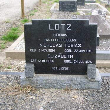 LOTZ Nicholas Tobias 1894-1949 &amp; Elizabeth 1896-1975