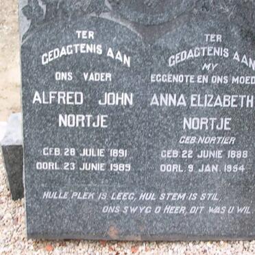 NORTJE Alfred John 1891-1989 &amp; Anna Elizabeth NORTIER 1888-1954