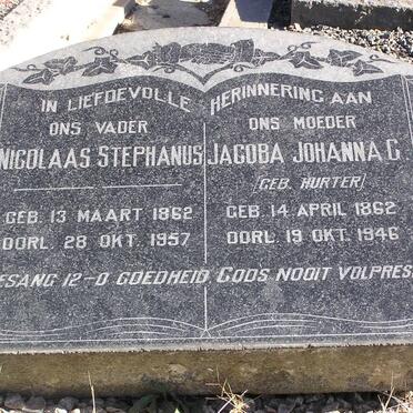 TERBLANCHE Nicolaas Cornelis Stephanus 1862-1957 &amp; Jacoba Johanna Gertruida HURTER 1862-1946