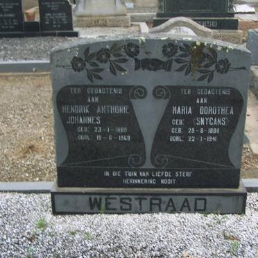 WESTRAAD Hendrik Anthonie Johannes 1889-1969 &amp; Maria Dorothea SNYGANS 1888-1941