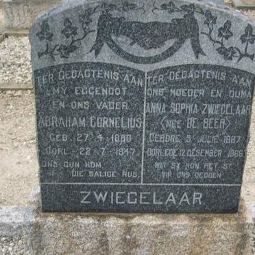 ZWIEGELAAR Abraham Cornelius 1880-1947 &amp; Anna Sophia DE BEER 1887-1966