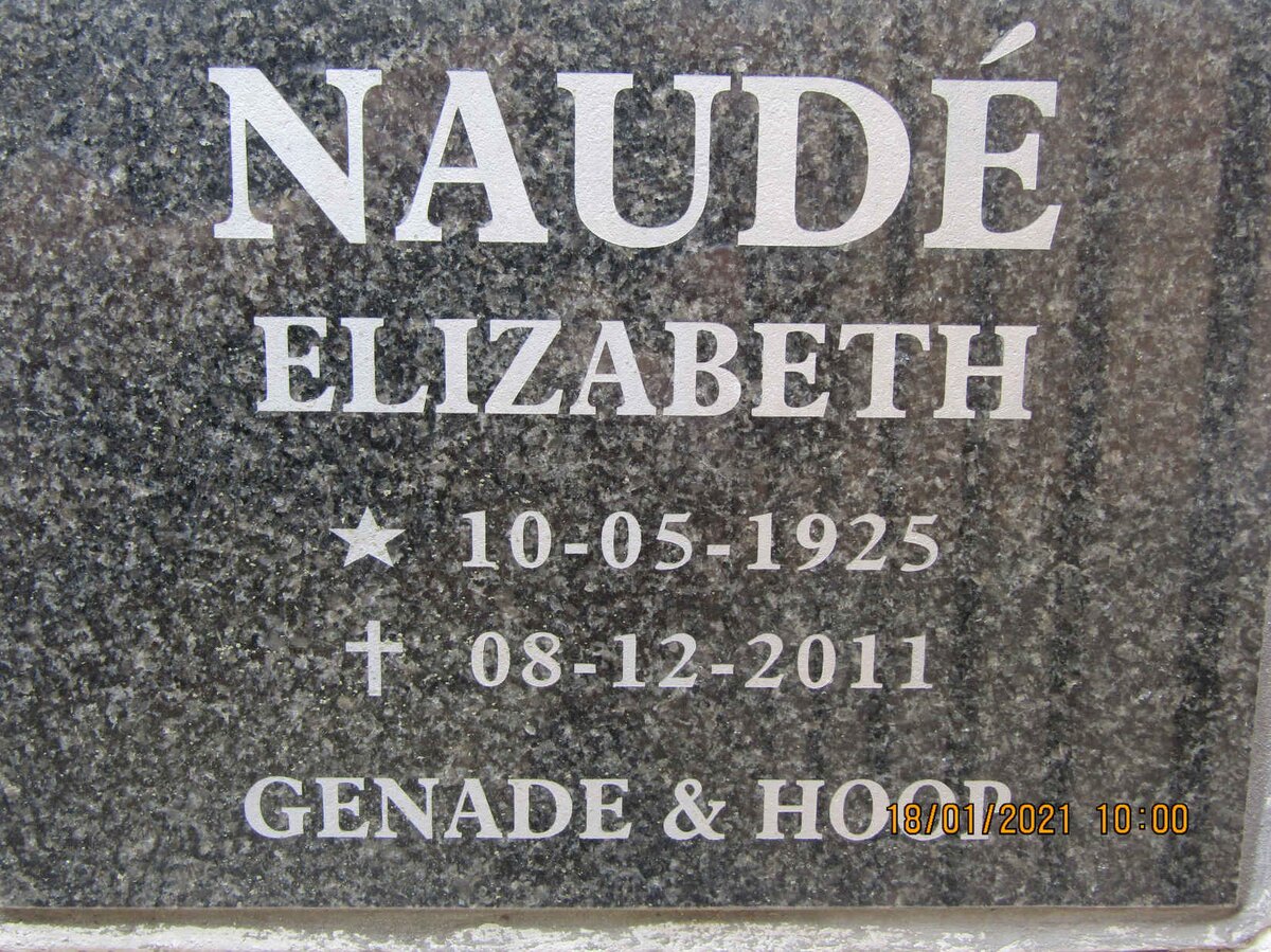 NAUDÉ Elizabeth 1925-2011