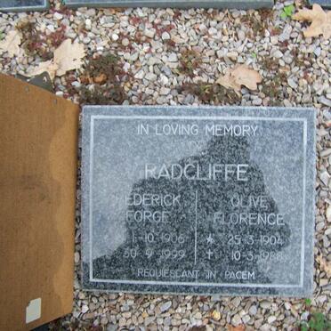 RADCLIFFE Frederick George 1906-1999 &amp; Olive Florence 1904-1988