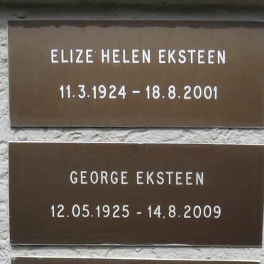 EKSTEEN George 1925-2009 & Elize Helen 1924-2001