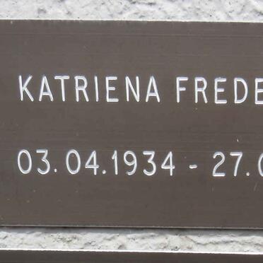 FREDERICKS Katriena 1934-2011