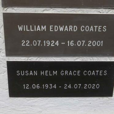 COATES William Edward 1924-2001 & Susan Helm Grace 1934-2020