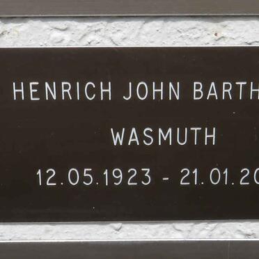 WASMUTH Henrich John Barthold 1923-2018