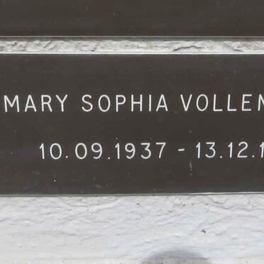 VOLLENHOVEN Mary Sophia 1937-1998