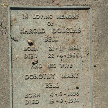 BELL Harold Douglas 1891-1968 &amp; Dorothy Mary 1896-1974