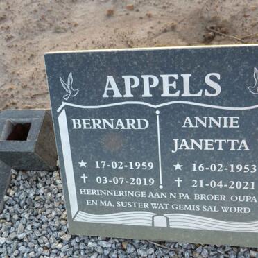 APPELS Bernard 1959-2019 & Annie Janetta 1953-2021