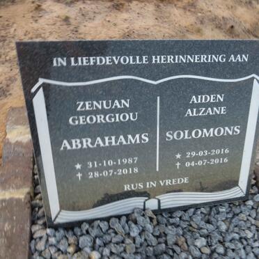 ABRAHAMS Zenuan Georgiou 1987-2018 :: SOLOMONS Aiden Alzane 2016-2016