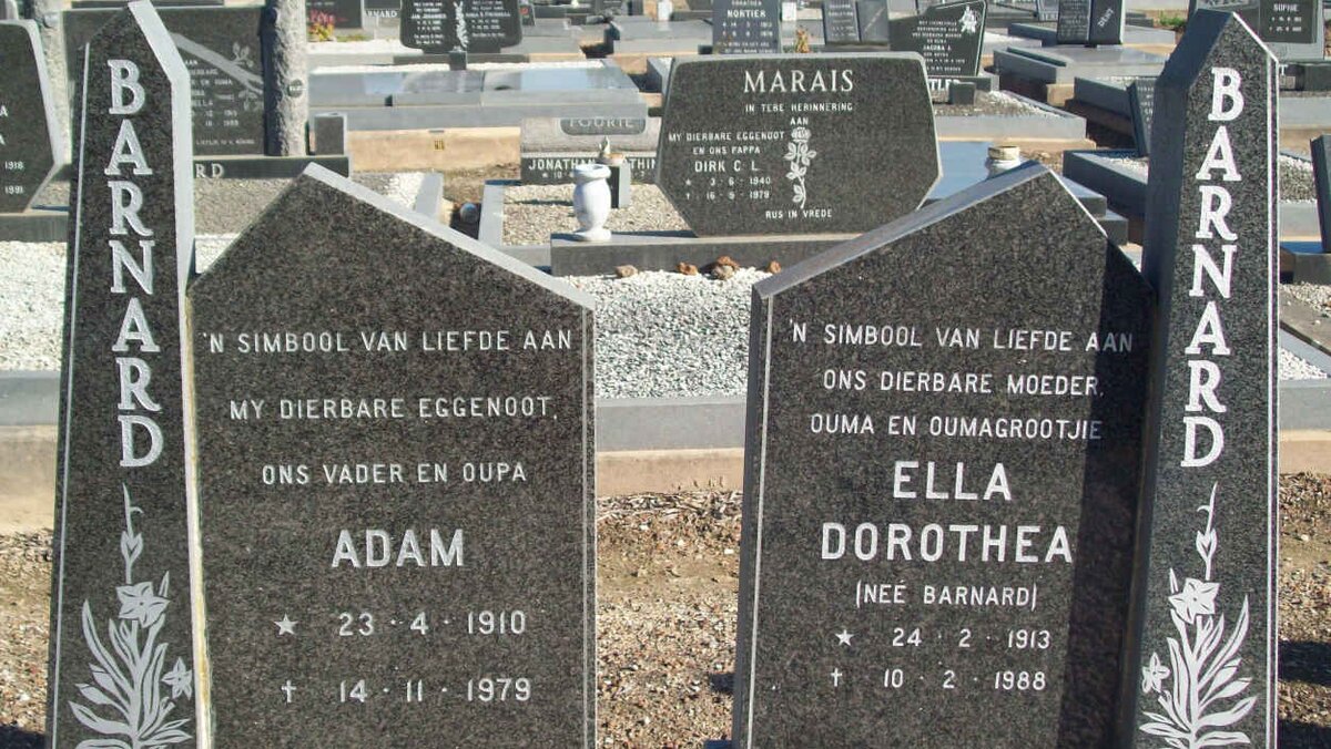 BARNARD Adam 1910-1979 &amp; Ella Dorothea BARNARD 1913-1988