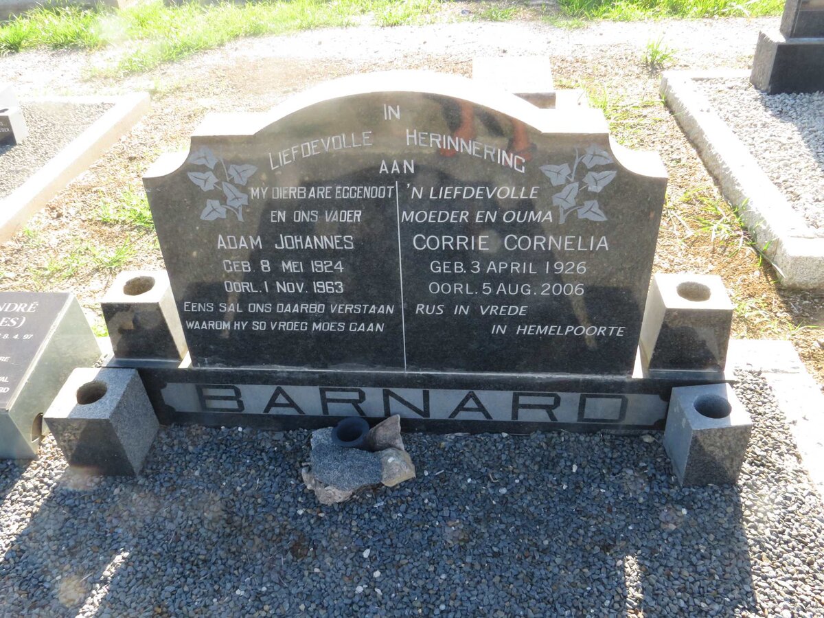 BARNARD Adam Johannes 1924-1963 & Corrie Cornelia 1926-2006 