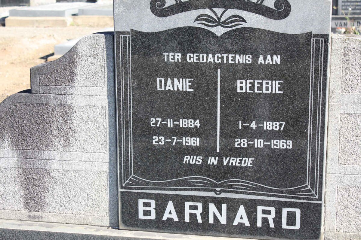 BARNARD Danie 1884-1961 &amp; Beebie 1887-1969