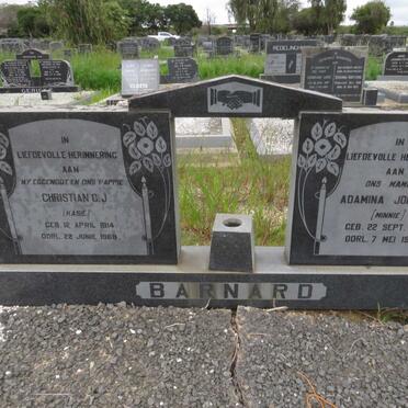 BARNARD Christian C.J. 1914-1968 &amp; Adamina Johanna 1918-1969
