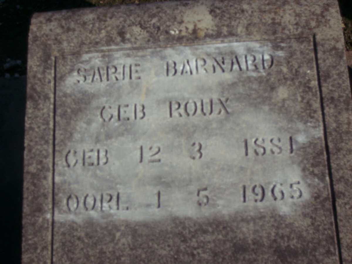BARNARD Sarie nee ROUX 1881-1965