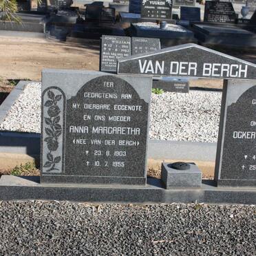 BERGH Ockert Matthys, van der 1873-1958 &amp; Anna Margaretha VAN DER BERGH 1903-1955