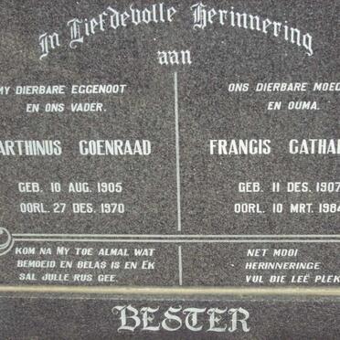 BESTER Marthinus Coenraad 1905-1970 &amp; Francis Catharina 1907-1984