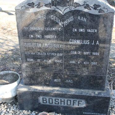 BOSHOFF Cornelius J.A. 1886-1982 &amp; Susarah J. VAN COLLER 1881-1960