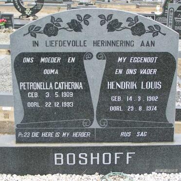 BOSHOFF Hendrik Louis 1902-1974 &amp; Petronella Catherina 1909-1993
