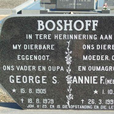 BOSHOFF George S. 1905-1979 &amp; Annie F. STEVENS 1911-1999