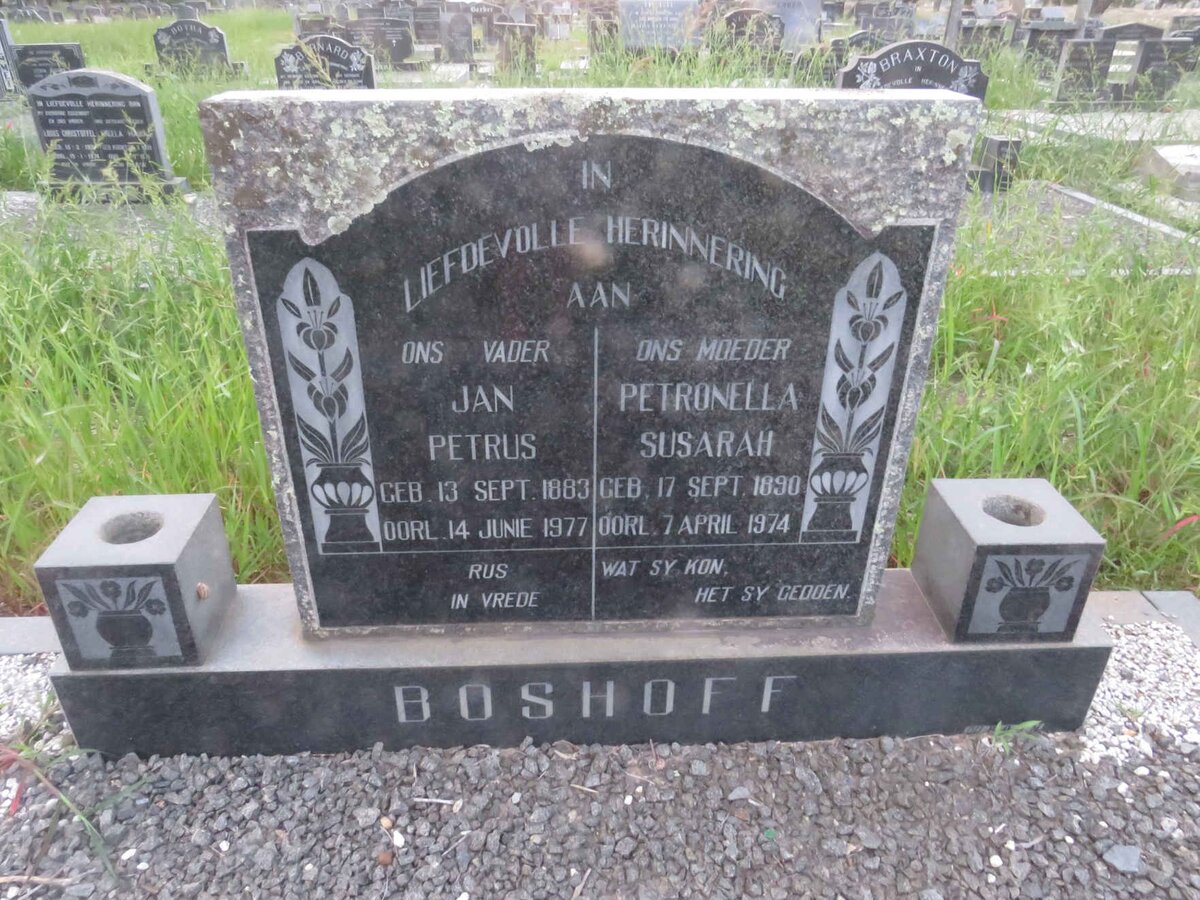 BOSHOFF Jan Petrus 1883-1977 & Petronella Susarah 1890-1974