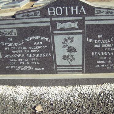 BOTHA Johannes Hendrikus 1885-1975 &amp; Hendrina M. 1891-1979