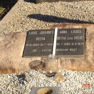 BOTHA Louis Johannes 1882-1968 &amp; Anna Louisa GREBE 1888-1974