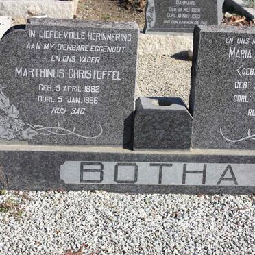 BOTHA Marthinus Christoffel 1882-1966 &amp; Maria Magdalena GREBE 1890-1972