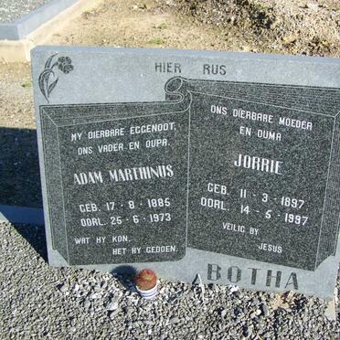 BOTHA Adam Marthinus 1885-1973 &amp; Jorrie 1897-1997