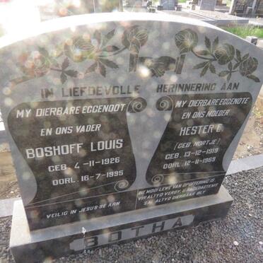 BOTHA Boshoff Louis 1926-1995 &amp; Hester E. NORTJE 1919-1969