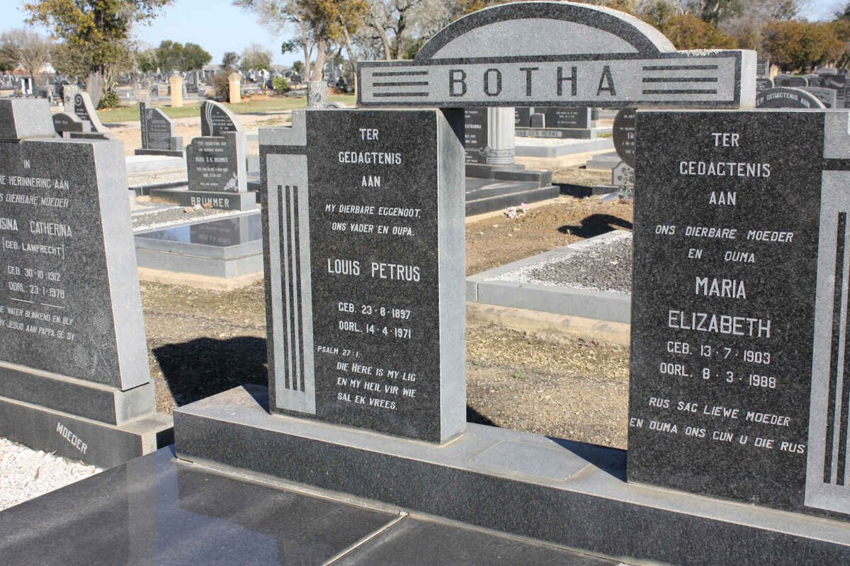 BOTHA Louis Petrus 1897-1971 &amp; Maria Elizabeth 1903-1988