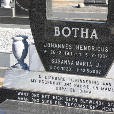 BOTHA Johannes Hendricus 1911-1982 &amp; Susanna Maria J. 1920-2002