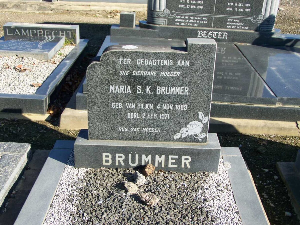 BRUMMER Maria S.K. nee VAN BILJON 1889-1971