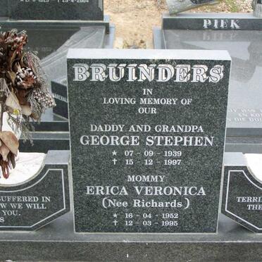 BRUINDERS George Stephen 1939-1997 &amp; Erica Veronica RICHARDS 1952-1995