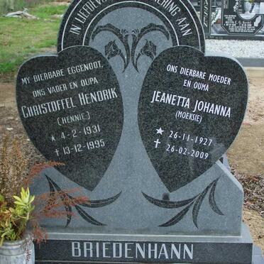 BRIEDENHANN Christoffel Hendrik 1931-1995 &amp; Jeanetta Johanna 1927-2009