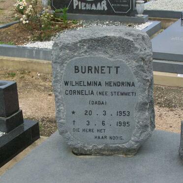 BURNETT Wilhelmina Hendrina Cornelia nee STEMMET 1953-1995
