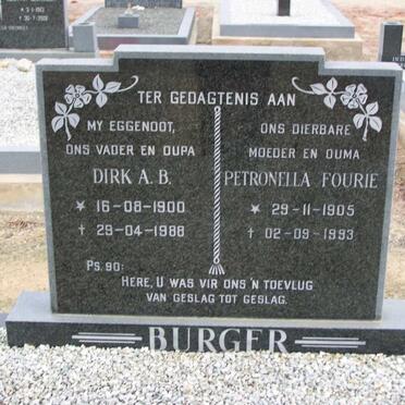 BURGER Dirk A.B. 1900-1988 &amp; Petronella Fourie 1905-1993