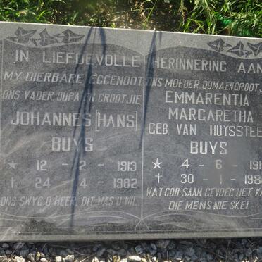 BUYS Johannes 1913-1982 & Emmarentia Margaretha VAN HUYSSTEEN 1916-1986