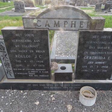 CAMPHER Roelof J.C. 1904-1973 &amp; Gertruida E. GERBER 1908-1981