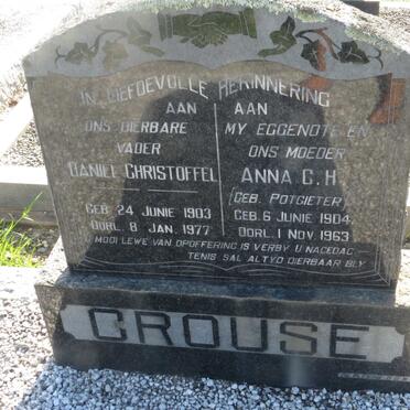 CROUSE Daniel Christoffel 1903-1977 & Anna C.H. POTGIETER 1904-1963