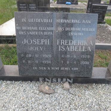 ENSLIN Joseph 1926-1994 & Frederika Isabella 1929-2000