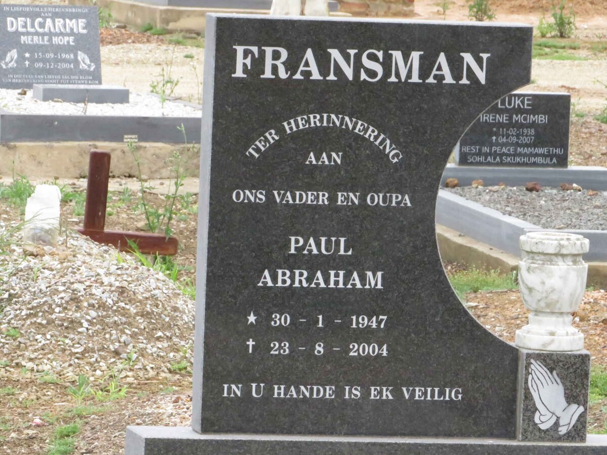 FRANSMAN Paul Abraham 1947-2004