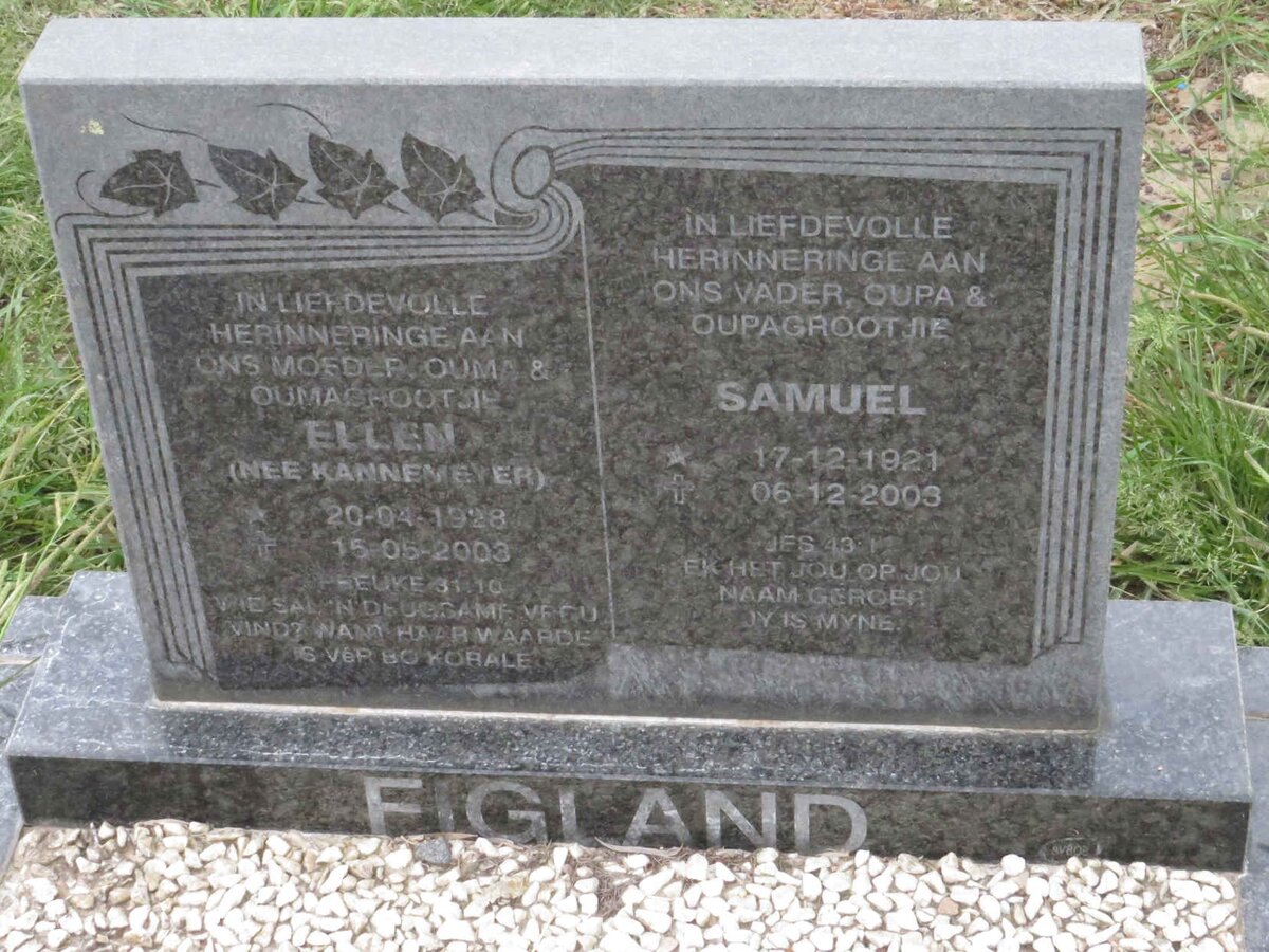 FIGLAND Samuel 1921-2003 & Ellen KANNEMEYER 1928-2003